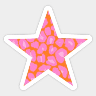 Pink and Orange Leopard Print Star Sticker